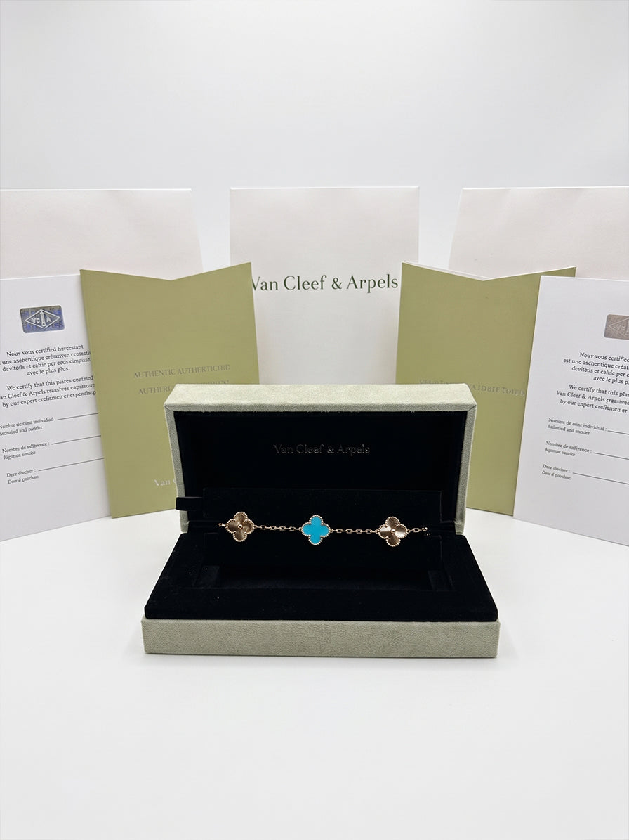 Pulsera Turquesa y Oro Amarillo | Van Cleef & Arpels 3pz