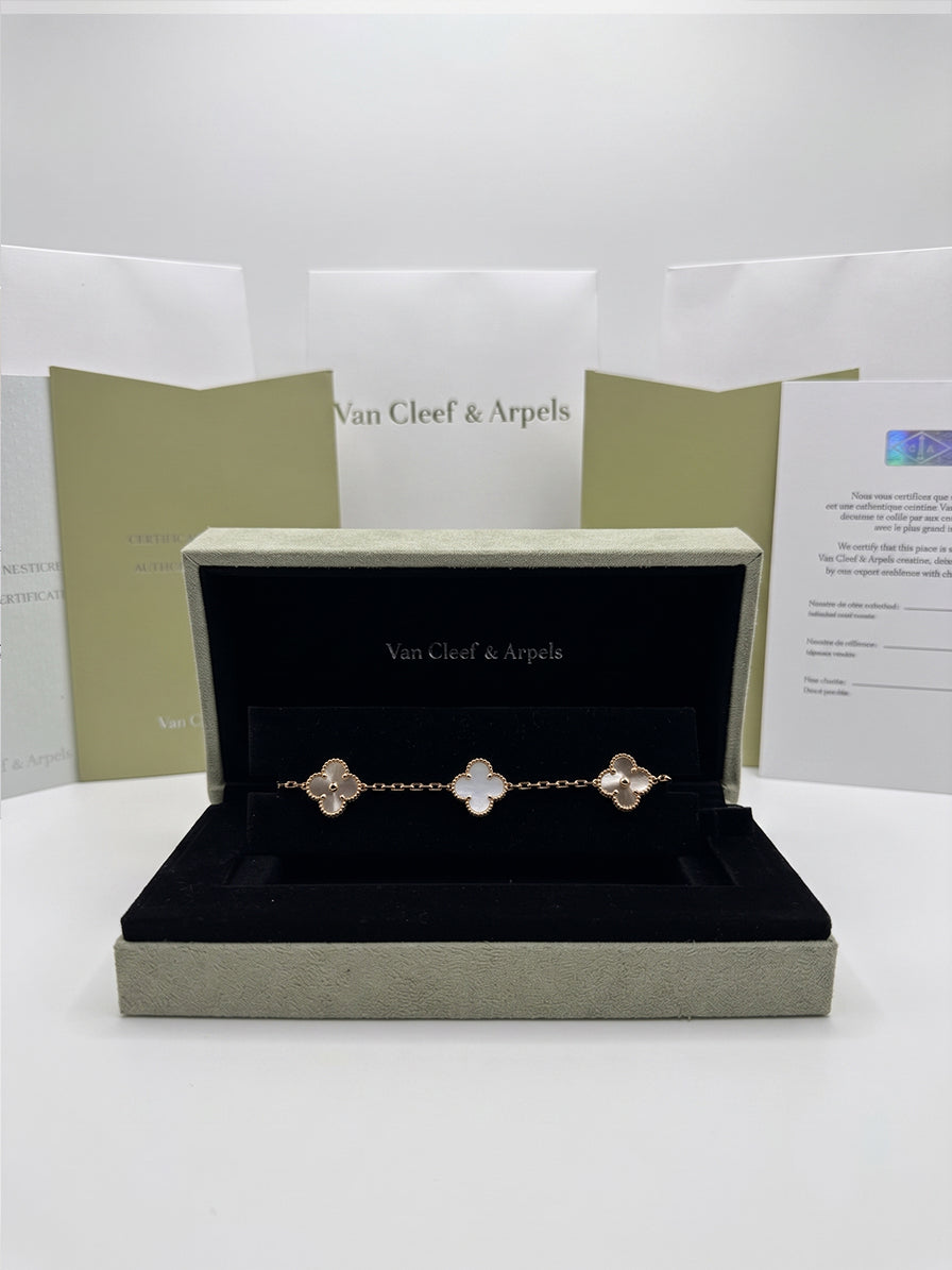 Pulsera Madreperla Blanca y Oro Amarillo| Van Cleef & Arpels 5pz
