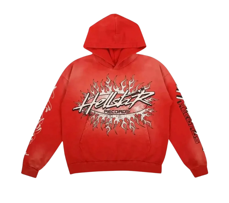 HELLSTAR Hoodie Records Graphic | Rojo - 2pzs